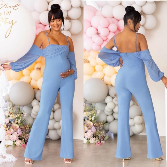 Club L London Baby Blue Maternity Jumper - Picture 1 of 3